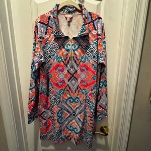 Lilly Pulitzer Multi-Color Abstract Zip-Front Top